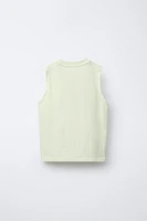 PLAIN SLEEVELESS T-SHIRT WITH LABEL