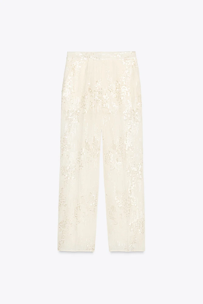 SEQUIN STRAIGHT LEG PANTS