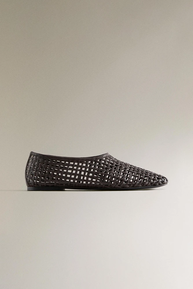BRAIDED LEATHER BALLET FLATS