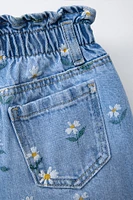 DAISY PRINT PAPERBAG CULOTTE JEANS