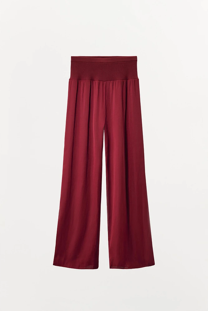 SATIN RIBBED PANTS