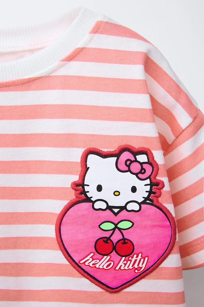 T-SHIRT PIÈCES ET IMPRIMÉ RAYURES HELLO KITTY © SANRIO
