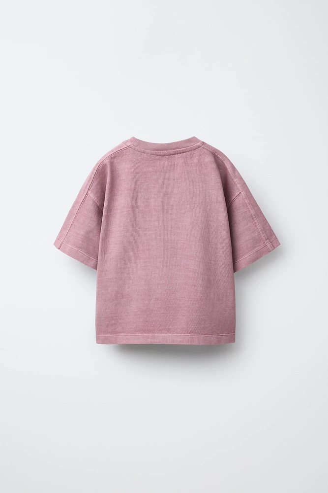 EMBROIDERED PALM TREE WASHED EFFECT T-SHIRT