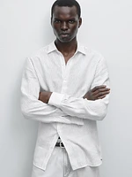 Chemise slim à rayures en lin