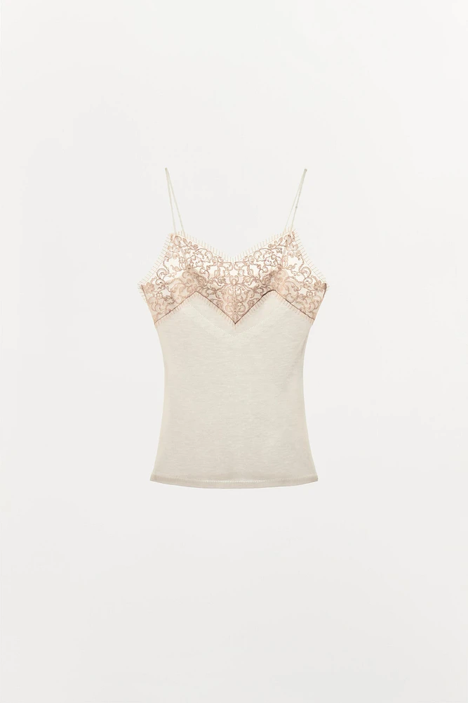 100% WOOL LACE TOP