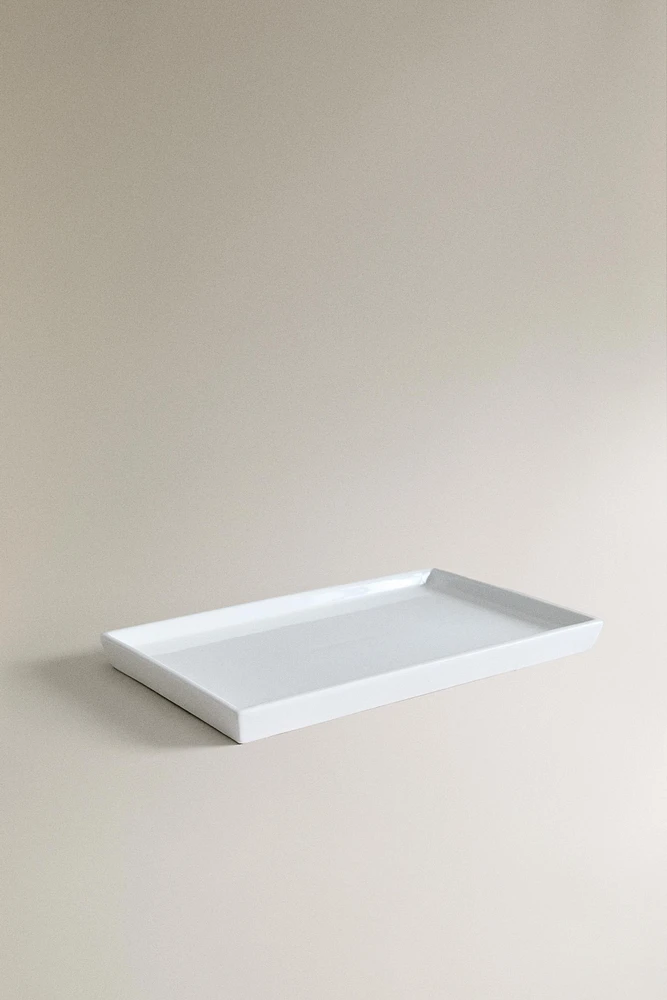 WHITE EARTHENWARE BATHROOM TRAY