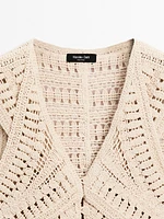 Embellished crochet knit vest
