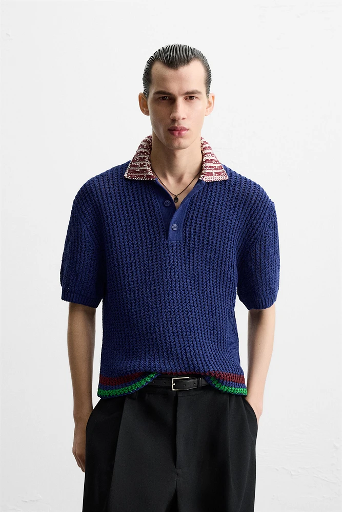 POLO EN MAILLE STRUCTURE CONTRASTE