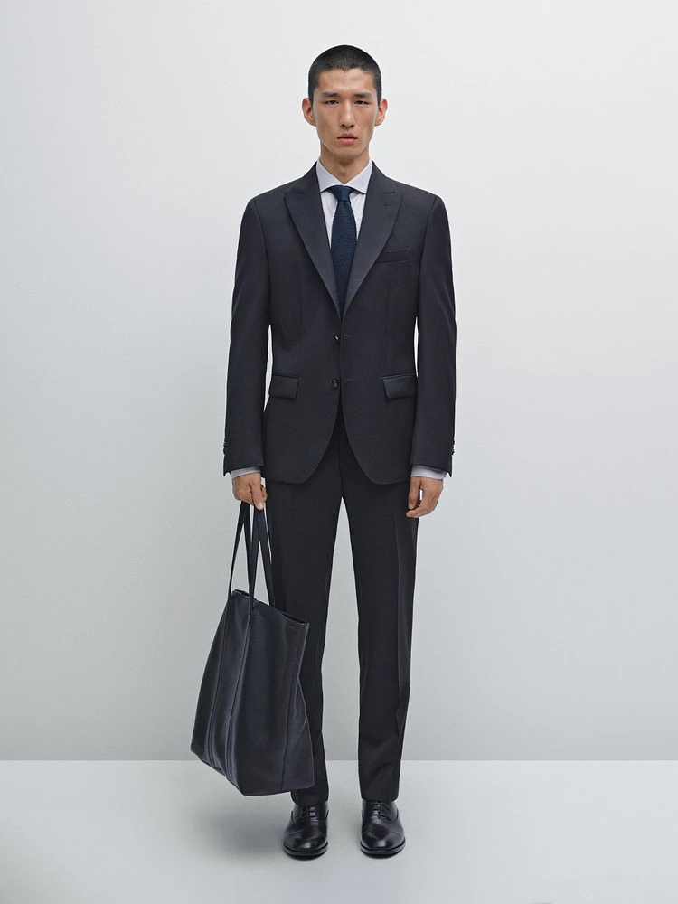 Pantalon de costume uni en laine