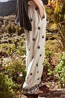 EMBROIDERED WIDE LEG PANTS