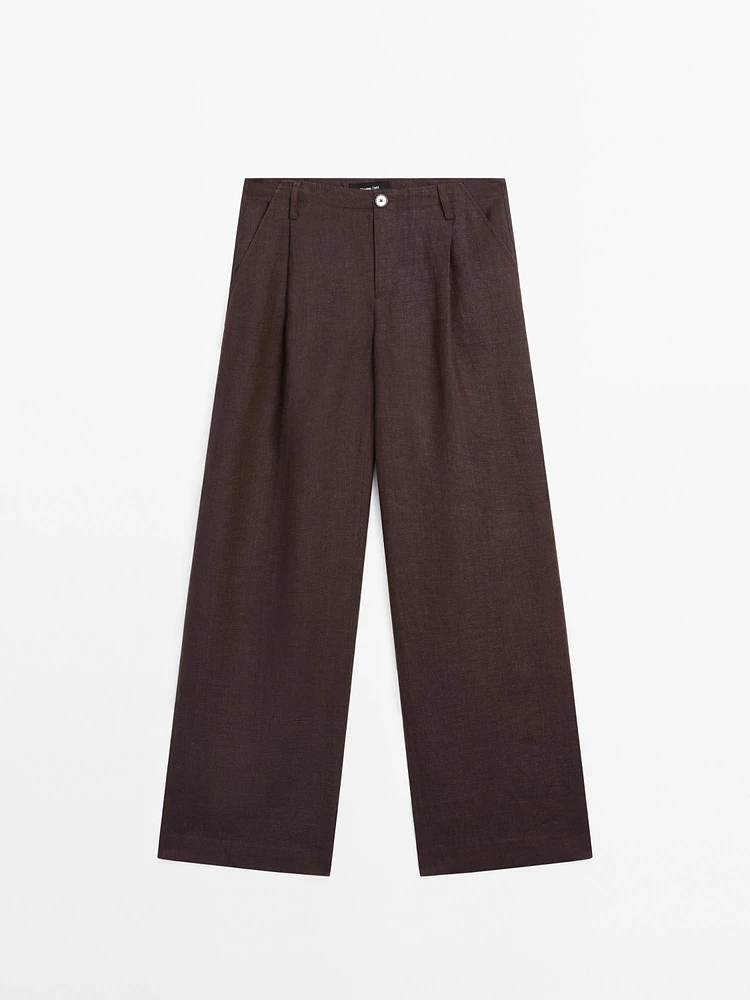 100% linen relaxed fit trousers