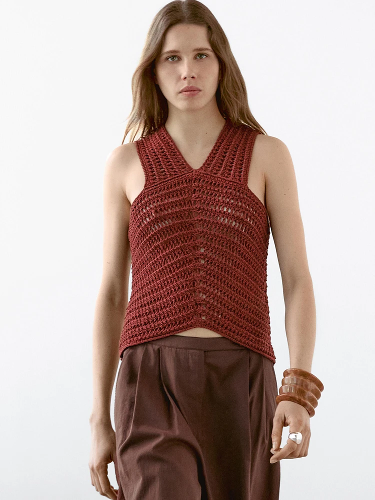 Top en maille ajourée crochetée