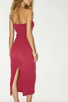 TEXTURED BANDEAU MIDI DRESS