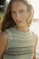 TEXTURED KNIT SLEEVELESS TOP