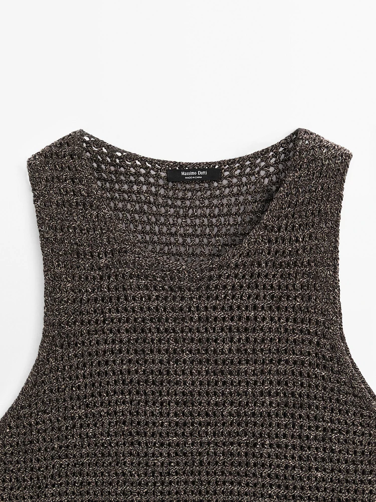 Cotton blend cutwork top