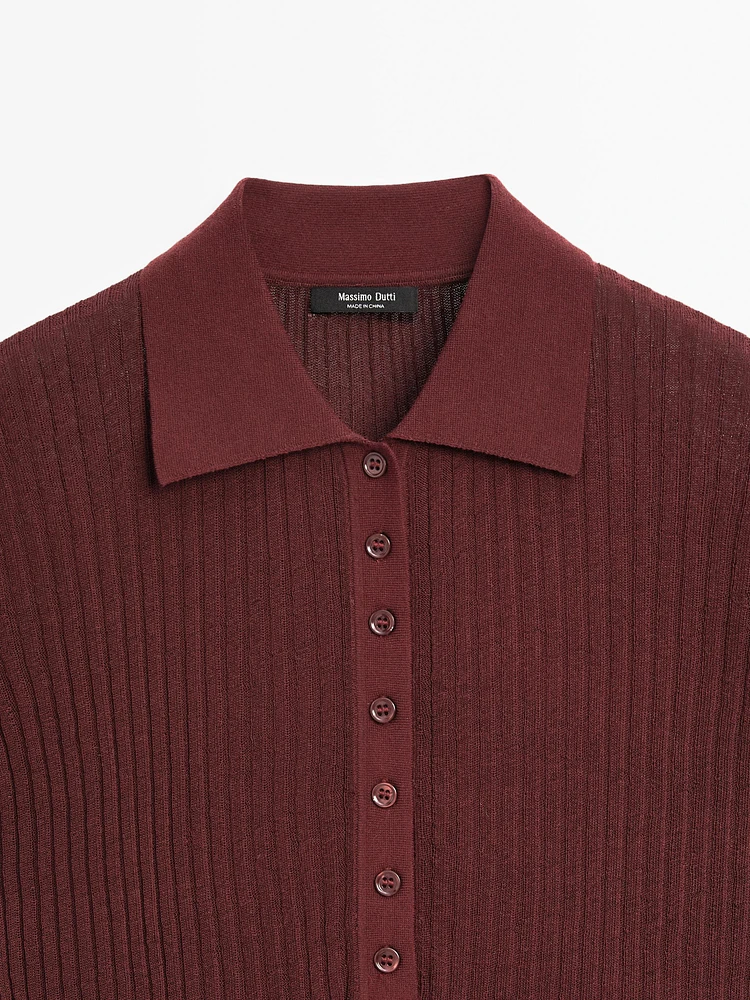 Pull polo en maille de coton