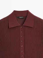 Pull polo en maille de coton