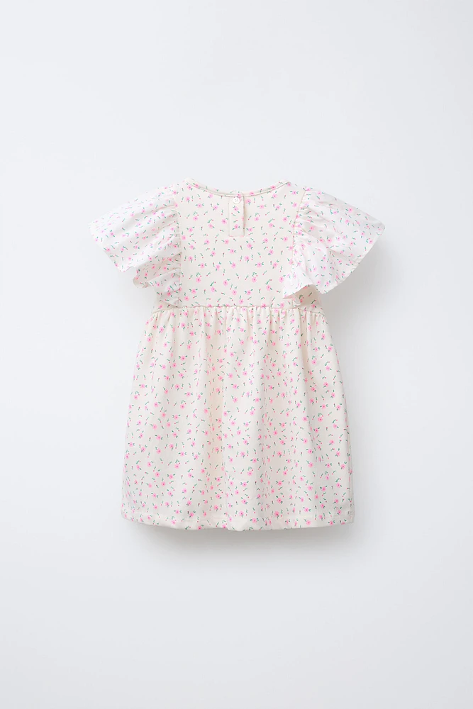 RUFFLED COMBINATION DRESS