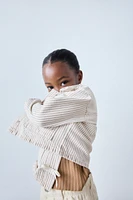 STRIPED TWILL JACKET WITH BOWS
