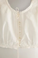 TOP COTON DENTELLE ET FRONCÉ