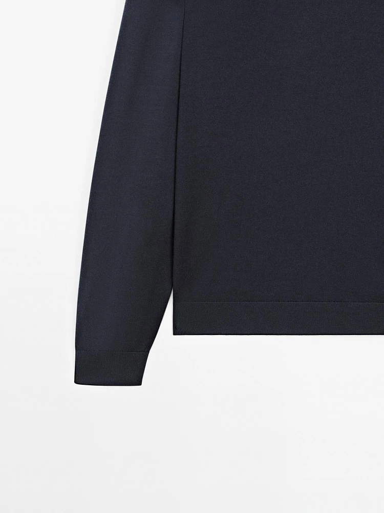 Pull polo en maille 100 % laine mérinos