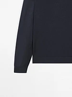 Pull polo en maille 100 % laine mérinos