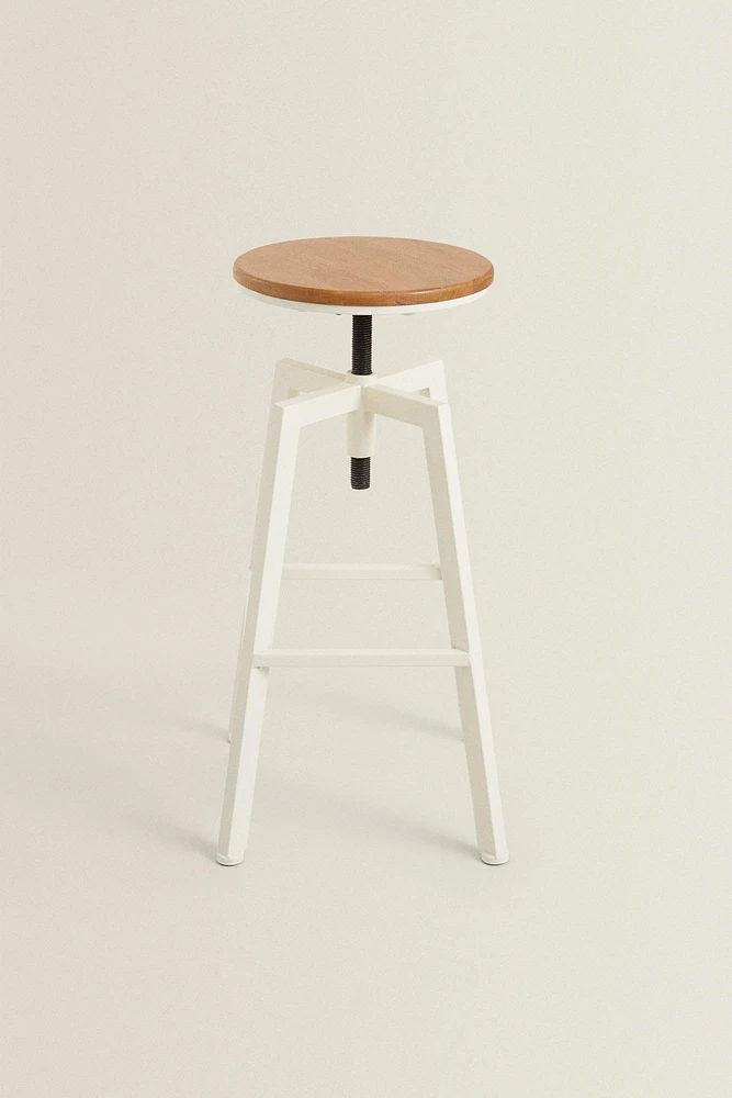 TABOURET DE BAR ROTATIF BOIS ET MÉTAL