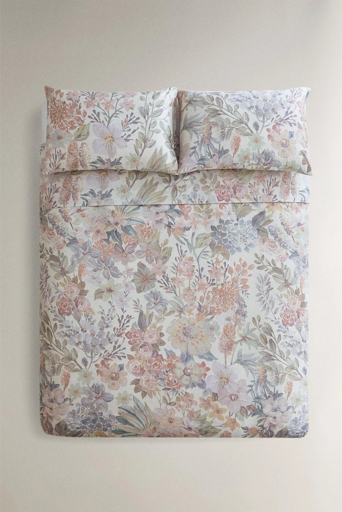 HOUSSE DE COUETTE SATIN IMPRIMÉ FLEUR