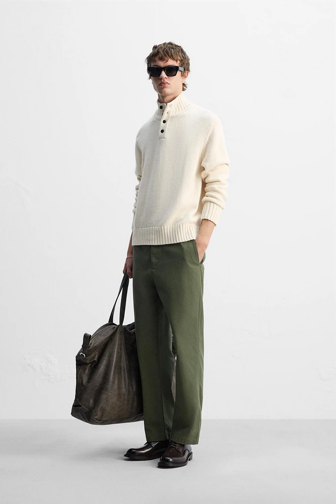 COTTON-WOOL BUTTON SWEATER