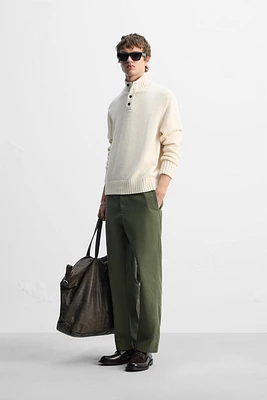 COTTON-WOOL BUTTON SWEATER