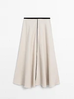 100% linen flounce midi skirt