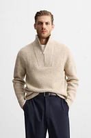 TEXTURED ZIPPERED COLLAR SWEATER