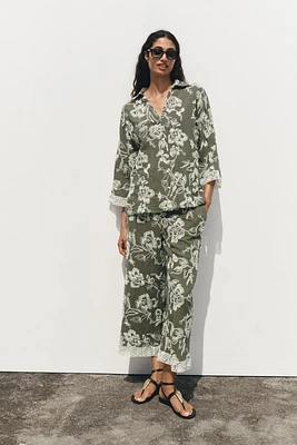CHEMISE BRODÉE MANCHES GUIPURE