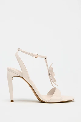 SANDALES À TALONS EFFET VERNI FLEUR
