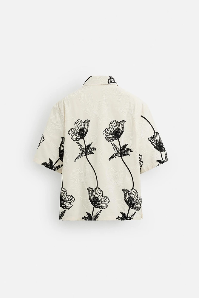 CHEMISE BRODERIES CONTRASTE