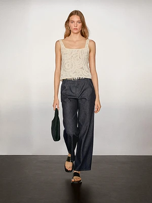 Mid-rise straight-leg jeans