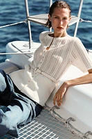 GILET EN MAILLE POINTELLE CEINTURE