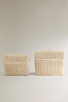CHILDREN'S RATTAN HAMPER WITH LID