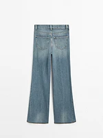 Jean flare taille haute coton