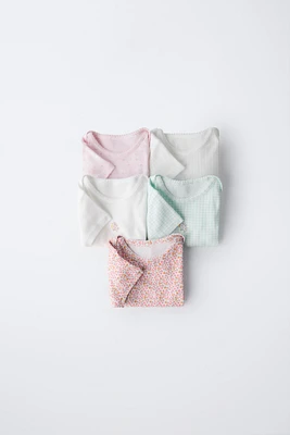 FIVE-PACK OF PATCHWORK BODYSUITS