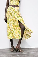 PRINTED LINEN SKIRT
