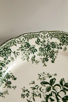 ASSIETTE PLATE FAÏENCE IMPRIMÉ FLEURS