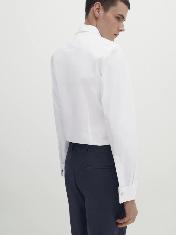 Chemise slim doubles poignets en coton