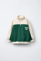 EMBROIDERED TEXT ZIPPERED SWEATSHIRT