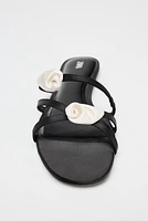 SATIN-EFFECT FLOWER SANDALS