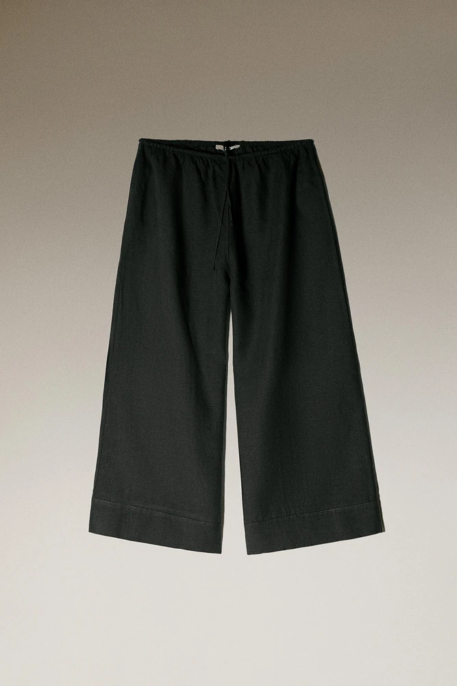 LINEN PANTS WITH WIDE HEM
