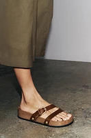 SANDALES PLATEFORME BRIDES EN CUIR