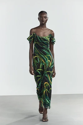 PRINTED TULLE DRESS
