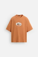 T-SHIRT DÉLAVÉ EN MAILLE IMPRIMÉE