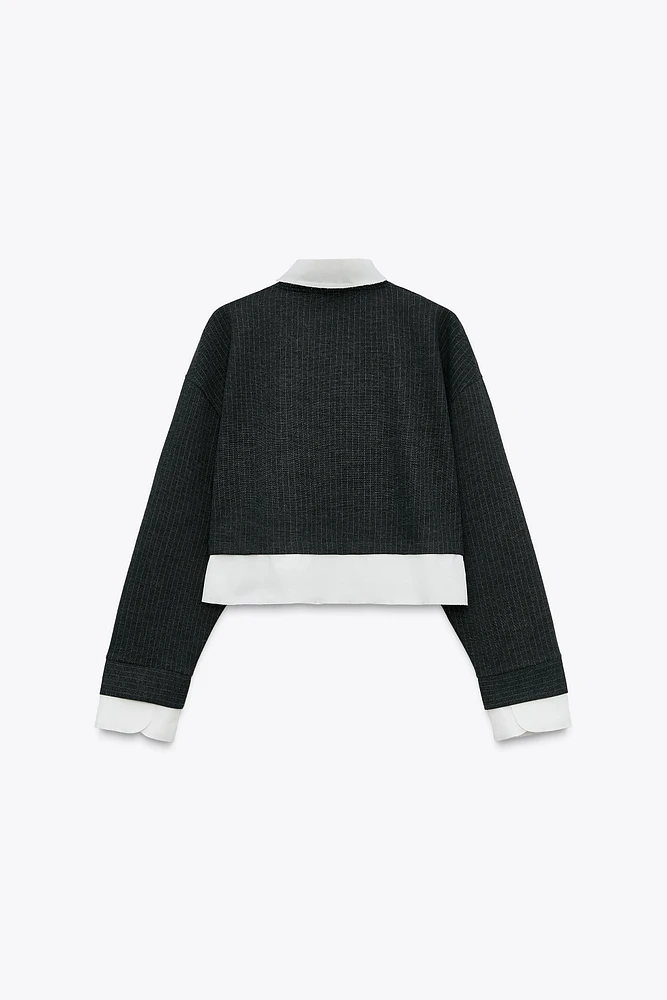 CONTRASTING POPLIN SWEATSHIRT